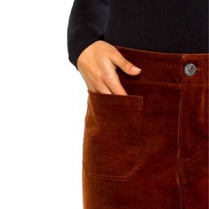 Matty M Corduroy Wide Leg High-Rise Ankle Pants Brick Red Rust L NWT